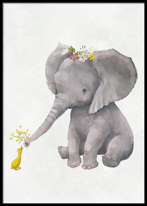 Eléphant et caneton Affiche