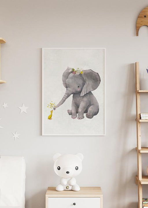 Eléphant et caneton Affiche