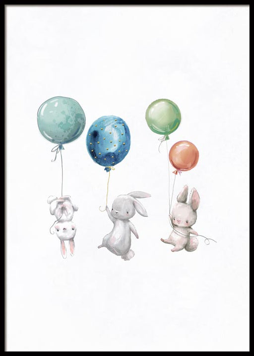 Flying Little Bunnies Poster
