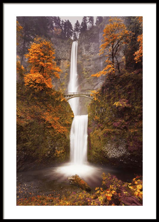 Waterfall in Autumn Poster