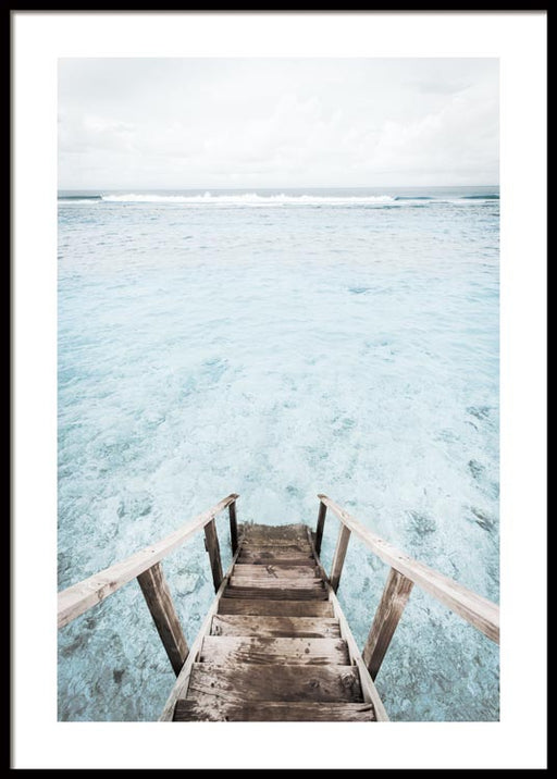 Escalier vers l'océan Affiche