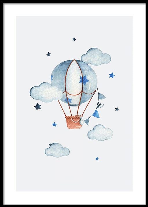 Aquarell Heißluftballon Poster