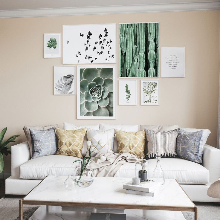 Gelbe Wand Wohnzimmer Bilderwand