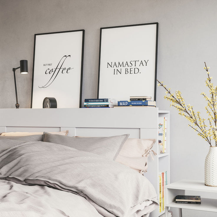 Typografie Bilderwand über dem Bett