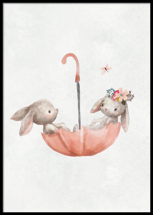 Kaninchen Regenschirm Poster