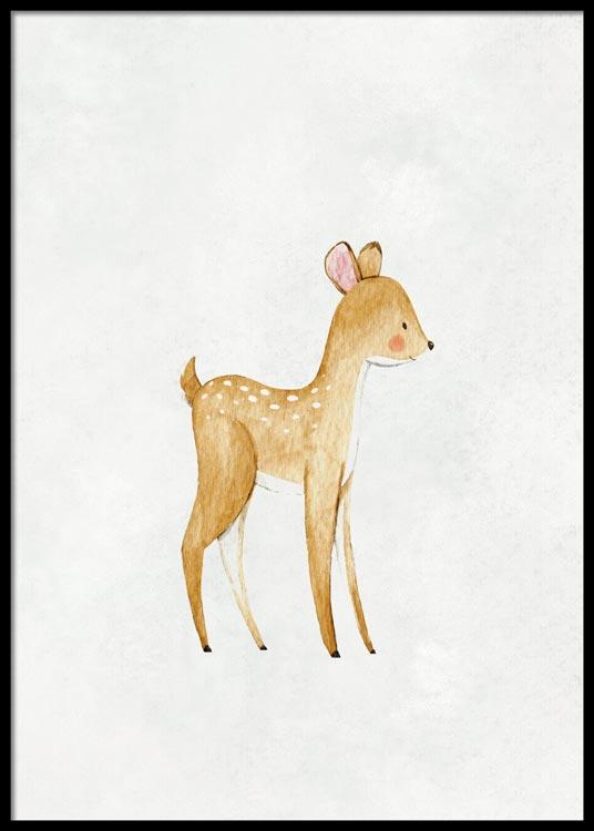 Aquarelle Cerf Affiche