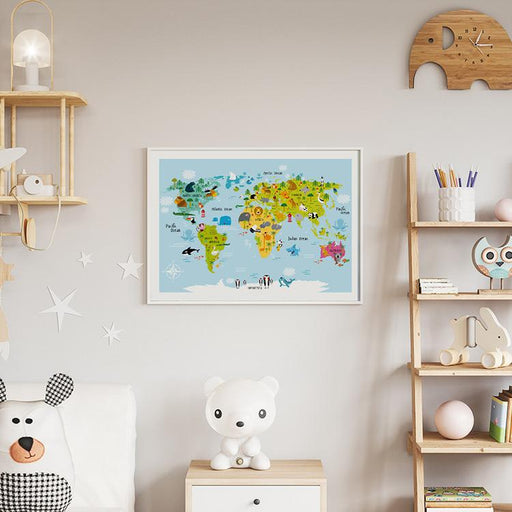Animal World Map Poster