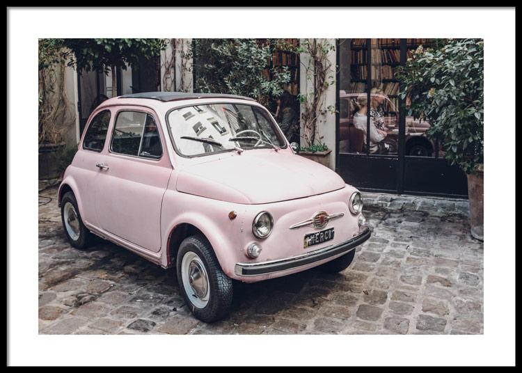 Pink Vintage Car Poster