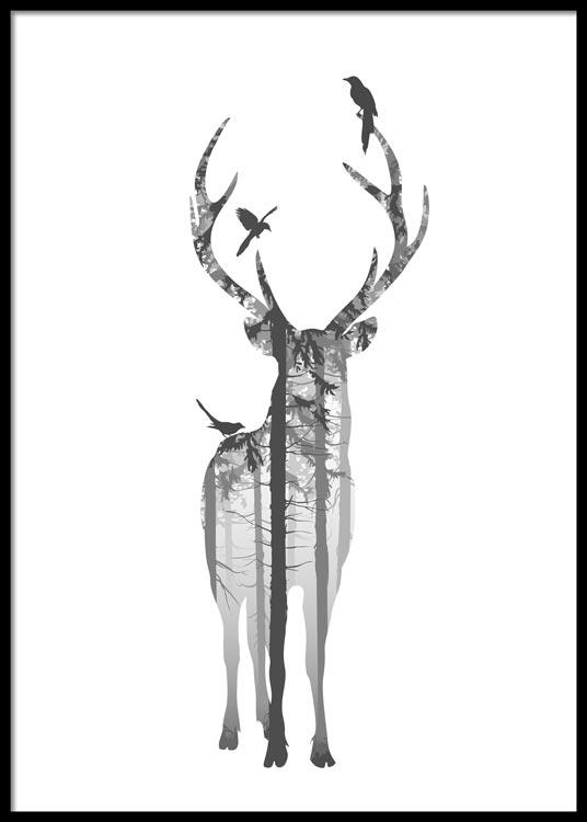 Deer Silhouette Poster