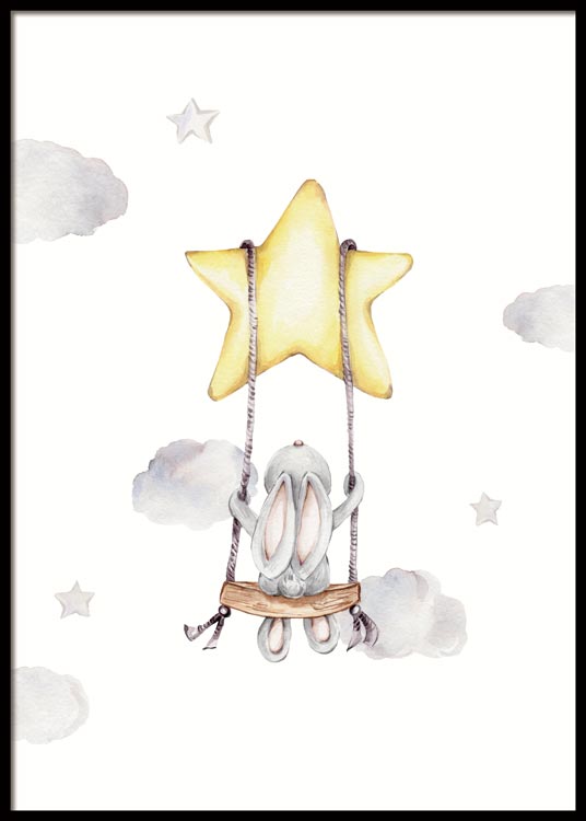 Swinging Bunny Poster