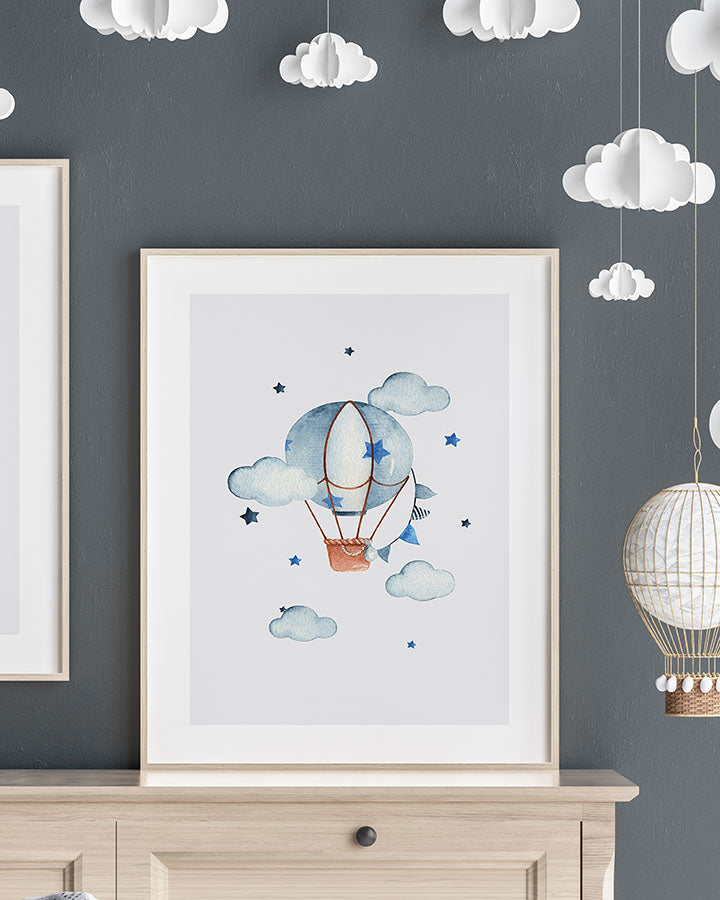 Aquarell Heißluftballon Poster