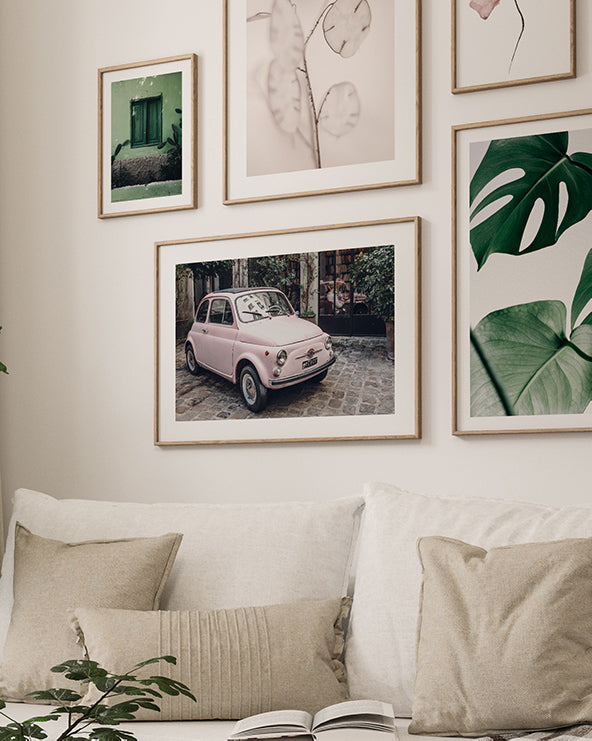 Pink Vintage Car Poster