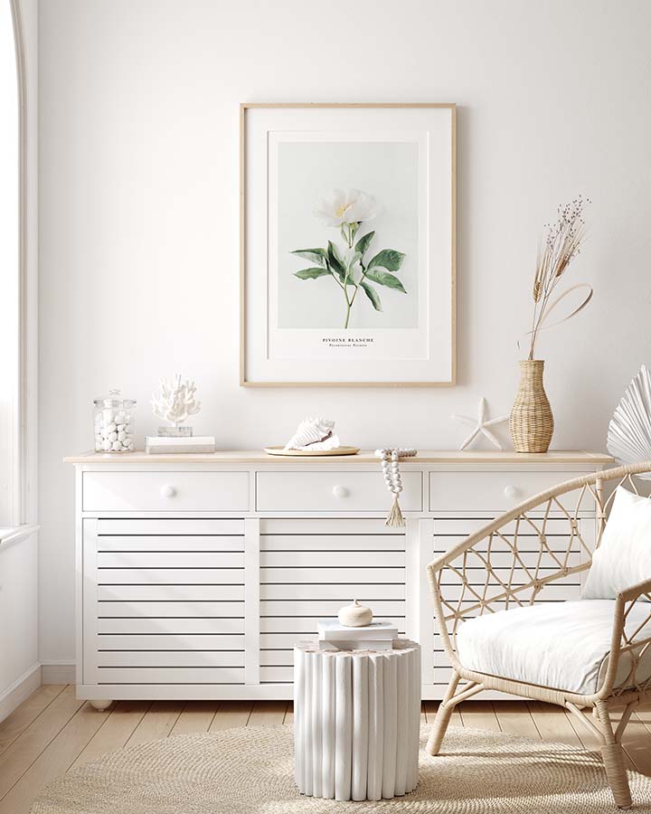 Pivoine blanche Affiche